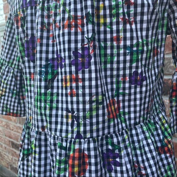 NWT Romeo & Juliet Couture black and white gingham and floral minidress / S - Picture 8 of 16